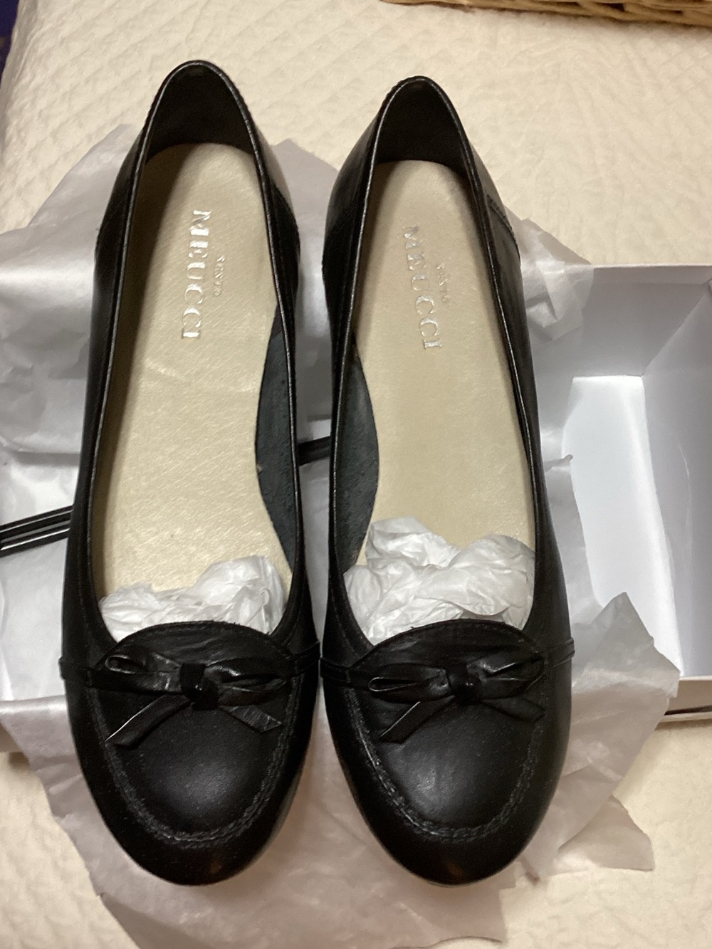 Sesto Meucci Black Leather Flats Size 6 1/2 M